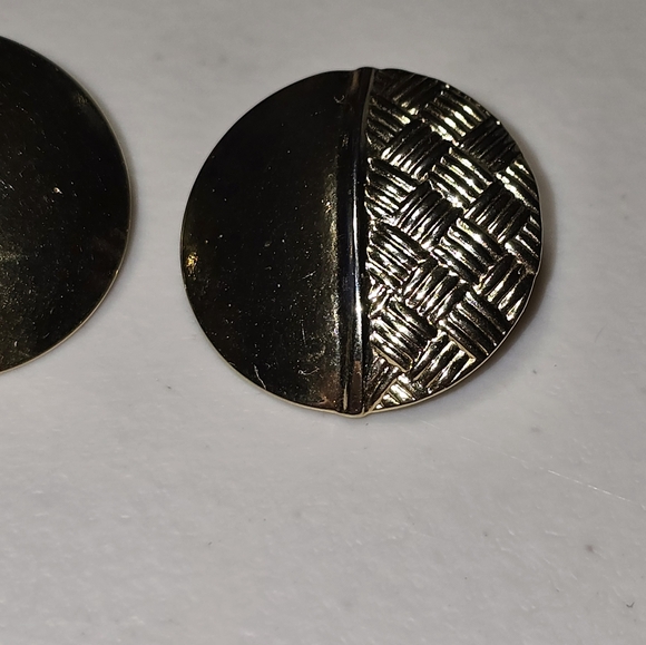 Vintage Half Weave Round Pierced Earrings - Picture 2 of 4